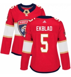 Womens Adidas Florida Panthers 5 Aaron Ekblad Authentic Red Home NHL Jersey 