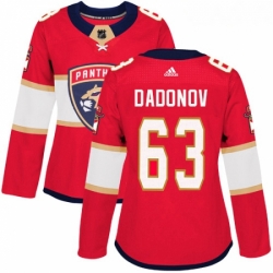 Womens Adidas Florida Panthers 63 Evgenii Dadonov Premier Red Home NHL Jersey 