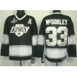 Los Angeles Kings #33 Martin McSorley Black CCM Throwback Silver Number Stanley Cup Finals Champions Patch