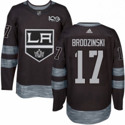 Mens Adidas Los Angeles Kings 17 Jonny Brodzinski Premier Black 1917 2017 100th Anniversary NHL Jersey 