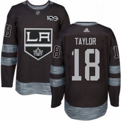 Mens Adidas Los Angeles Kings 18 Dave Taylor Authentic Black 1917 2017 100th Anniversary NHL Jersey 