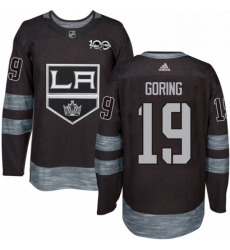 Mens Adidas Los Angeles Kings 19 Butch Goring Authentic Black 1917 2017 100th Anniversary NHL Jersey 