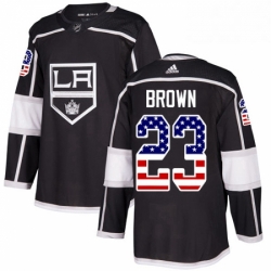 Mens Adidas Los Angeles Kings 23 Dustin Brown Authentic Black USA Flag Fashion NHL Jersey 