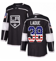 Mens Adidas Los Angeles Kings 38 Paul LaDue Authentic Black USA Flag Fashion NHL Jersey 