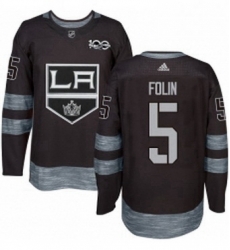 Mens Adidas Los Angeles Kings 5 Christian Folin Premier Black 1917 2017 100th Anniversary NHL Jersey 