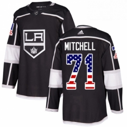 Mens Adidas Los Angeles Kings 71 Torrey Mitchell Authentic Black USA Flag Fashion NHL Jersey 