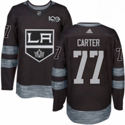 Mens Adidas Los Angeles Kings 77 Jeff Carter Authentic Black 1917 2017 100th Anniversary NHL Jersey 