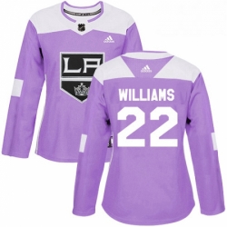 Womens Adidas Los Angeles Kings 22 Tiger Williams Authentic Purple Fights Cancer Practice NHL Jersey 