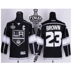 Kids Los Angeles Kings #23 Dustin Brown Black Home 2014 Stanley Cup Finals Stitched NHL Jerseys