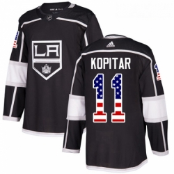 Youth Adidas Los Angeles Kings 11 Anze Kopitar Authentic Black USA Flag Fashion NHL Jersey 