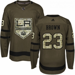 Youth Adidas Los Angeles Kings 23 Dustin Brown Authentic Green Salute to Service NHL Jersey 