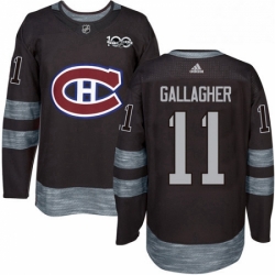 Mens Adidas Montreal Canadiens 11 Brendan Gallagher Authentic Black 1917 2017 100th Anniversary NHL Jersey 