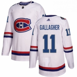 Mens Adidas Montreal Canadiens 11 Brendan Gallagher Authentic White 2017 100 Classic NHL Jersey 