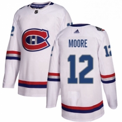 Mens Adidas Montreal Canadiens 12 Dickie Moore Authentic White 2017 100 Classic NHL Jersey 