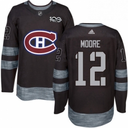 Mens Adidas Montreal Canadiens 12 Dickie Moore Premier Black 1917 2017 100th Anniversary NHL Jersey 