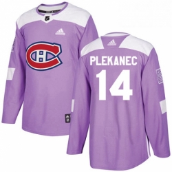 Mens Adidas Montreal Canadiens 14 Tomas Plekanec Authentic Purple Fights Cancer Practice NHL Jersey 