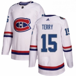 Mens Adidas Montreal Canadiens 15 Chris Terry Authentic White 2017 100 Classic NHL Jersey 