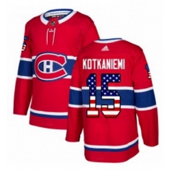 Mens Adidas Montreal Canadiens 15 Jesperi Kotkaniemi Authentic Red USA Flag Fashion NHL Jersey 