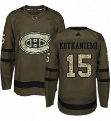 Mens Adidas Montreal Canadiens 15 Jesperi Kotkaniemi Premier Green Salute to Service NHL Jersey 