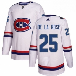 Mens Adidas Montreal Canadiens 25 Jacob de la Rose Authentic White 2017 100 Classic NHL Jersey 