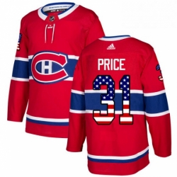 Mens Adidas Montreal Canadiens 31 Carey Price Authentic Red USA Flag Fashion NHL Jersey 