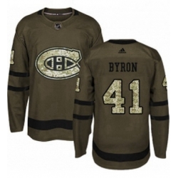 Mens Adidas Montreal Canadiens 41 Paul Byron Authentic Green Salute to Service NHL Jersey 