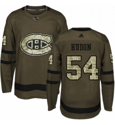 Mens Adidas Montreal Canadiens 54 Charles Hudon Authentic Green Salute to Service NHL Jersey 