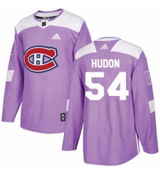 Mens Adidas Montreal Canadiens 54 Charles Hudon Authentic Purple Fights Cancer Practice NHL Jersey 