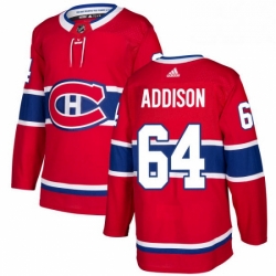 Mens Adidas Montreal Canadiens 64 Jeremiah Addison Premier Red Home NHL Jersey 