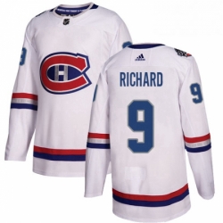 Mens Adidas Montreal Canadiens 9 Maurice Richard Authentic White 2017 100 Classic NHL Jersey 