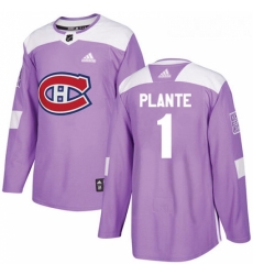 Youth Adidas Montreal Canadiens 1 Jacques Plante Authentic Purple Fights Cancer Practice NHL Jersey 