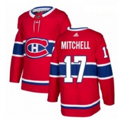 Youth Adidas Montreal Canadiens 17 Torrey Mitchell Authentic Red Home NHL Jersey 