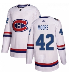 Youth Adidas Montreal Canadiens 42 Dominic Moore Authentic White 2017 100 Classic NHL Jersey 