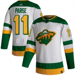 Men Minnesota Wild 11 Zach Parise White 2020 21 Reverse Retro Adidas Jersey