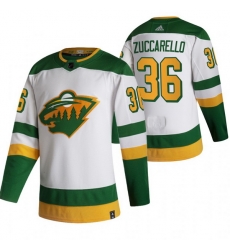 Men Minnesota Wild 36 Mats Zuccarello White Adidas 2020 21 Reverse Retro Alternate NHL Jersey