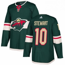 Mens Adidas Minnesota Wild 10 Chris Stewart Premier Green Home NHL Jersey 