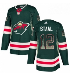 Mens Adidas Minnesota Wild 12 Eric Staal Authentic Green Drift Fashion NHL Jersey 