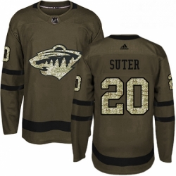 Mens Adidas Minnesota Wild 20 Ryan Suter Premier Green Salute to Service NHL Jersey 