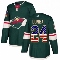 Mens Adidas Minnesota Wild 24 Matt Dumba Authentic Green USA Flag Fashion NHL Jersey 