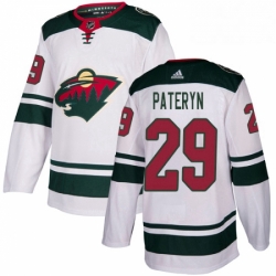 Mens Adidas Minnesota Wild 29 Greg Pateryn Authentic White Away NHL Jersey 