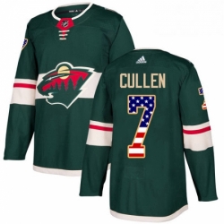 Mens Adidas Minnesota Wild 7 Matt Cullen Authentic Green USA Flag Fashion NHL Jersey 