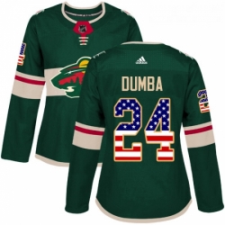 Womens Adidas Minnesota Wild 24 Matt Dumba Authentic Green USA Flag Fashion NHL Jersey 