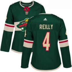 Womens Adidas Minnesota Wild 4 Mike Reilly Authentic Green Home NHL Jersey 