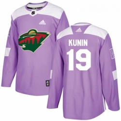 Youth Adidas Minnesota Wild 19 Luke Kunin Authentic Purple Fights Cancer Practice NHL Jersey 