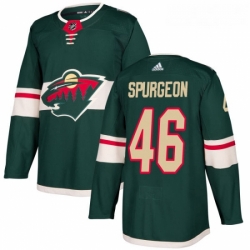 Youth Adidas Minnesota Wild 46 JaGreen Spurgeon Authentic Green Home NHL Jersey 