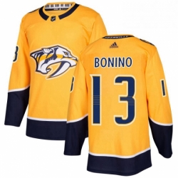 Mens Adidas Nashville Predators 13 Nick Bonino Authentic Gold Home NHL Jersey 