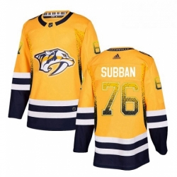 Mens Adidas Nashville Predators 76 PK Subban Authentic Gold Drift Fashion NHL Jersey 