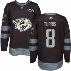 Mens Adidas Nashville Predators 8 Kyle Turris Authentic Black 1917 2017 100th Anniversary NHL Jersey 