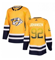 Mens Adidas Nashville Predators 92 Ryan Johansen Authentic Gold Drift Fashion NHL Jersey 