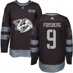 Predators #9 Filip Forsberg Black 1917 2017 100th Anniversary Stitched NHL Jersey